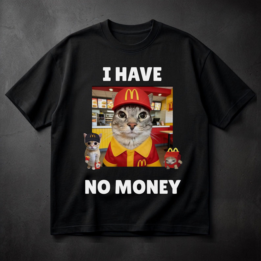Funny Cat Meme Shirt, Funny Cat Tee, I Have No Money Shirt Black